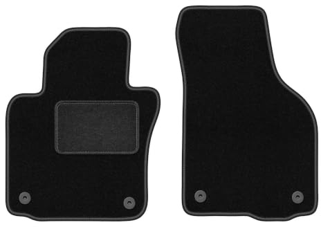 Velours-Fußmatten vorne passend für Skoda Octavia II 2004-2013, Schwarz | passend für Kombi/Liftback; Velours-Teppich (Polypropylen), ca. 6,5 mm