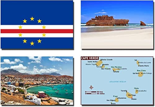 SET OF 4 CAPE VERDE FRIDGE MAGNETS – CAPE VERDE FLAG CAPE VERDE MAP CAPE VERDE ATTRACTIONS