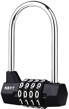 NBYT 4-Digit Combination Padlock, Door Handle Padlock, Suitable for lockers, Filing cabinets, wardrobes, Small Fences, Sheds, pet Door Locks. (2.4in (D3/16)