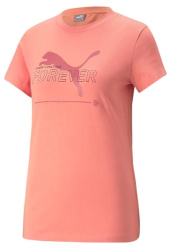 PUMA Damen T-Shirt Kurzarmshirt Better Essentials Tee, Farbe:Peach, Artikel:-48 Hibiscus Flower, Größe:M