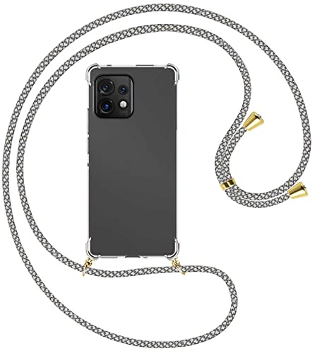 mtb more energy® Handykette kompatibel mit Motorola Edge 40 Pro 5G - Fancy Fishnet/Gold - Smartphone Hülle zum Umhängen - Anti Shock Full TPU Case