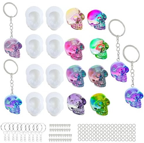 WYAHYQ 8pièces moule resine epoxy tete de mort moule resine epoxy halloween moule à bougie