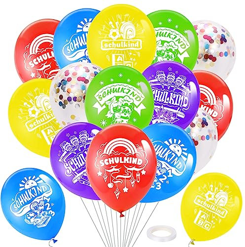 HOWAF Einschulung Deko, 35 Schulanfang Luftballon Schulanfang Schulkind Ballon Schulanfang Luftballons Einschulung Luftballons Ballons Einschulung Zuckertüte ABC für Deko Einschulung Mädchen Jungen