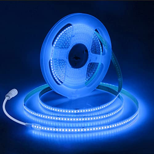 ALITOVE COB LED Streifen Eisblau 252LEDs/m LED Strip 5M 12V DC 8mm Breit Nicht Wasserdicht IP30 für Bar Schlafzimmer Kino Fitnessstudio Bühnenbild ohne Netzteil und Dimmer