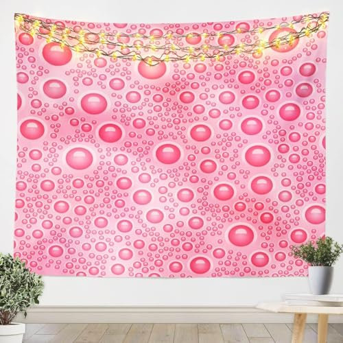 Sxakswol Wandteppich Groß Rosa Rund Wandbehang Die Blase Tapisserie 3D Wandtuch Rosa Rund Wandteppiche Aesthetic für Wohnzimmer Schlafzimmer Wohnheim Wanddeko, 180x200 cm