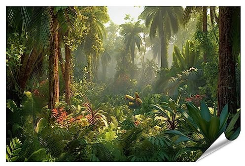 islandburner XXL Bild Poster Landschaft Wild Grüner Dschungel Panorama Tiefer Tropischer Wald S Premium Bilder Fotodruck JCMR-PKL