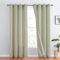 TOPICK Leinen Vorhänge Gestreifte Gardinen mit Ösen Modern Beige Leinenoptik Vorhang Wohnzimmer Privarsphäre Gardine Lichtfilterung Ösenschal mit Streifen Muster 2er Set H210xB130cm Grün auf Beige