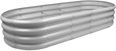 Harbour Housewares Raised Garden Bed - Silver - 180 x 90cm - Rounded - Bottomless Metal Raised Bed Galvanised Steel Planter Box for Growing Outdoor Plants, Vegetables, Flowers and Herbs