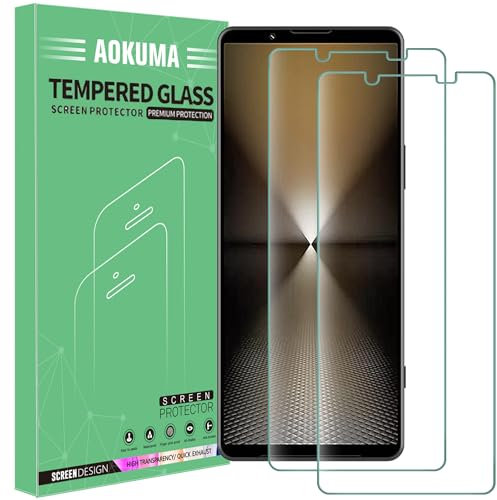 AOKUMA Schutzfolie für Sony Xperia 1 VI/VII Panzerglas, 【2 Stücke】 Glas kompatibel mit Sony Xperia 1 VI Schutzfolie, Premium Glasfolie mit 9H Härte, Anti Kratzer, Splitterfest, Anti-Öl,Anti-Bläschen
