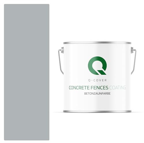 Q-COVER Betonzaunfarbe | 5L | Hellgrau-Blau | Silikon Farbe | Außen | Betonfarbe | Hydrophobe Farbe | Acrylat Dispersion | Betonzäune | Betonelemente