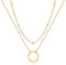 Myrnaist Halskette Damen Herz Kette mit Rosa Zirkonia für Sie Edelstahl Herz Anhänger Schmuck Geschenke für Frauen Mädchen Geburtstag (layered circle)