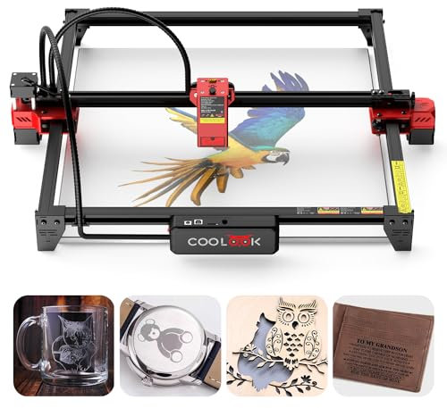 CK1-20 Laser Graviermaschine 20W, DIY-Lasergravurmaschine 418 x 418 mm Arbeitsbereichsunterstützung Offline-TF-Kartengravur APP-Steuerung, Lasergravierer für Metall und Holz, Glas, Acryl, Leder
