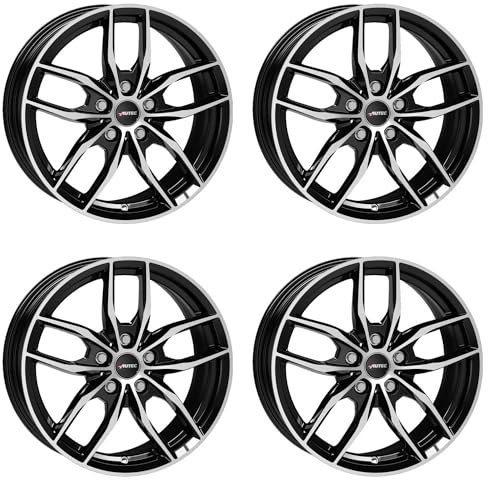 4x AUTEC Felgen Alufelgen BAVARIS 7.0x17 ET47 5x112 Schwarz poliert kompatibel mit BMW X1 1 2er X2