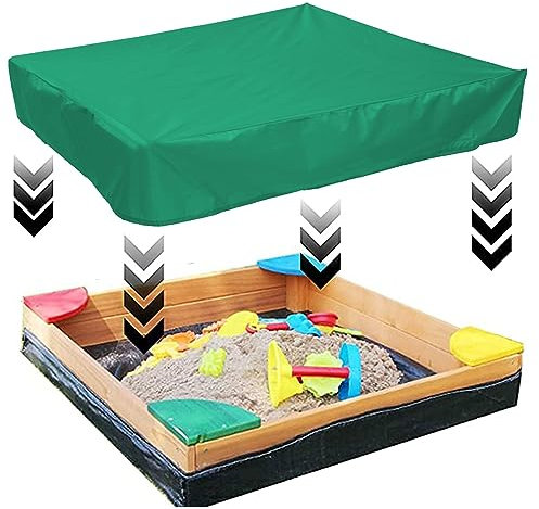 XHTLLO Sandkastenabdeckung, Quadratische Sandkasten Sandkastenabdeckung mit Kordelzug, wasserdichte Sandkastenüberdachung Aus Oxford Stoff, Sandkasten Sandkastenabdeckung(120X120cm)