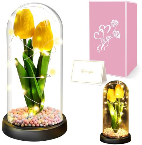 Touloube Regalos del Día de la Madre - Tulipanes Artificiales Regalos para Mujer, Regalos Mujer Cumpleanos, Regalos para Novia Mama Madres Abuela, Regalo Aniversario, Ideas Regalo Mujer
