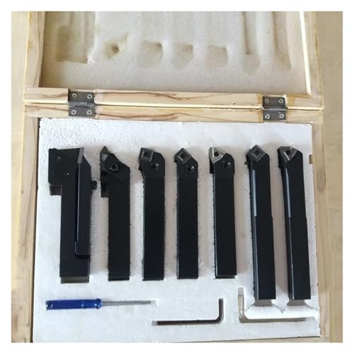 DAISHUJIE Set Drehmeißel 25mm 7-teiliges Wendeplatten-Drehfräser-Set aus Hartmetall