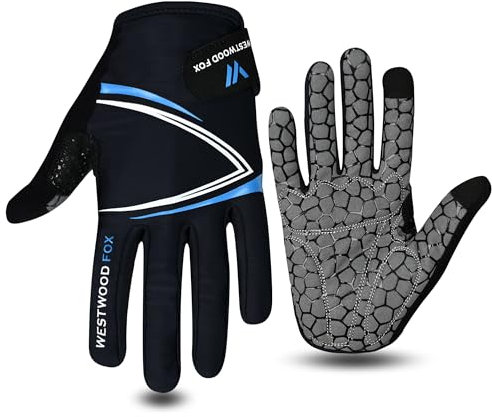 WESTWOOD FOX Vollfinger-Fahrradhandschuhe, gepolstert, rutschfester Touchscreen, stoßdämpfende Mountainbike-Handschuhe für Rennrad, MTB, Rennen, Radfahren und Sporthandschuhe für Männer und Frauen,