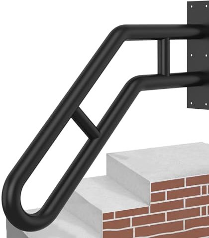 GOUZIBHD Handlauf Geländer Außentreppen Outdoor-Kleiderstange, Geländer Rutschfester Handlauf für Garage Garten Stufen 1–3 Stufen, Wandmontage-Handlauf für Ältere Kinder(Size:66cm/26in)