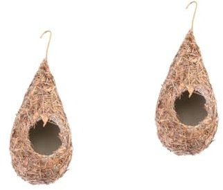 Yardwe 2st Vogelnest-Simulation Aus Stroh Künstlicher Vogel Pflanzen-Kits Vogelnest Aus Stroh Vogelkäfig Für Nymphensittiche Papageienspielzeug Kleine Papageien Vögel Weben Hölzern