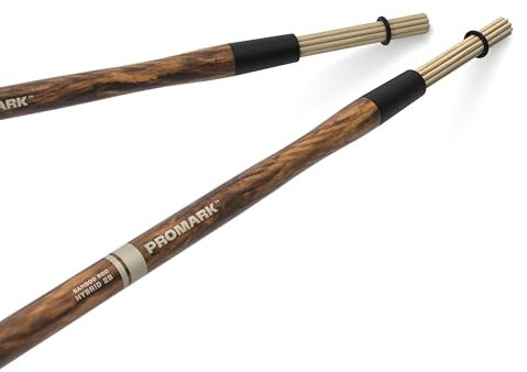 Baguettes de batterie hybrides ProMark Bamboo Rods - Baguettes de batterie Firegrain Bamboo Dowel - 2B, diamètre de 0,675 - Longueur de 16 - 1 paire