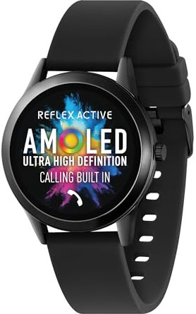 Reflex Active Series 31 Amoled Smart Calling Watch for Women Men with Bluetooth, 1.19'', Fitness Tracker, Blood Oxygen, Heart Rate Monitoring and Black Silicone Strap Compatible with Android IOS