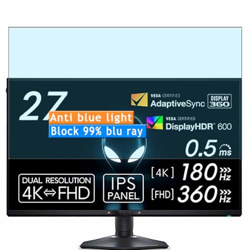 Vaxson 2 Stück Anti Blaulicht Schutzfolie, kompatibel mit Dell ALIENWARE AW2725QF 27 Monitor, Display Bluelight folie folien ( nicht Panzer Schutz Glas folie SchutzGlas nicht PanzerGlas )