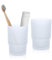 Qudubuy 2 Pack Glass Toothbrush Cups Replacement for Wall Mounted Toothbrush Holder, Hygienic Bathroom Accessories Toothbrush Tumblers for Kids and Adults (Frosted)