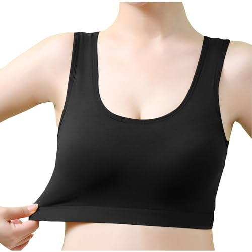 KODMNSW Sport BH Damen Baumwolle Ohne Bügel Sport Bra Gepolstert Nahtlose Sport Tank Top Kontrastierende Comfit Breathable Bustier für Yoga Fitness Lauf Joggen Büstenhalter
