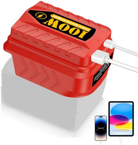 100W USB Power Source Adapter Fast Charger for Milwaukee 18V for M18 Battery, with USB-A and Type-C Output Port Phone Charger