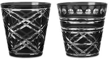 Baci Milano Set 6 tumbler bicchieri acqua in vetro collezione Optical nero fumé ø 8,2 x h 8,5 cm