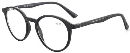 ZENOTTIC Occhiali Luce Blu, Occhiali da Lettura per Uomo Donna: Montatura Rotonda Leggera, Lenti Anti-Riflesso - Occhiali per Computer Nera 1.00