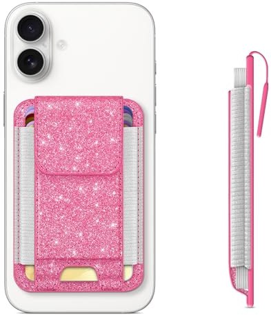 CASEBOT für Magsafe Wallet, Magnetischer Kartenhalter, RFID-Blocker | 6 Karten, schlanker Wallet-Kreditkartenhalter, Herren & Damen Geldbörse für iPhone 17e/17/16/15/14/13/12 Serie, Pink