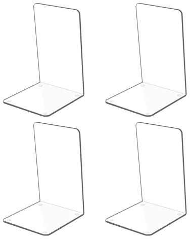 4 x transparente Acryl-Buchstützen für Regale, Schreibtisch-Enden, Zeitschriftenständer für robuste Bücher, Zeitschriften, Dateien, Videospiele