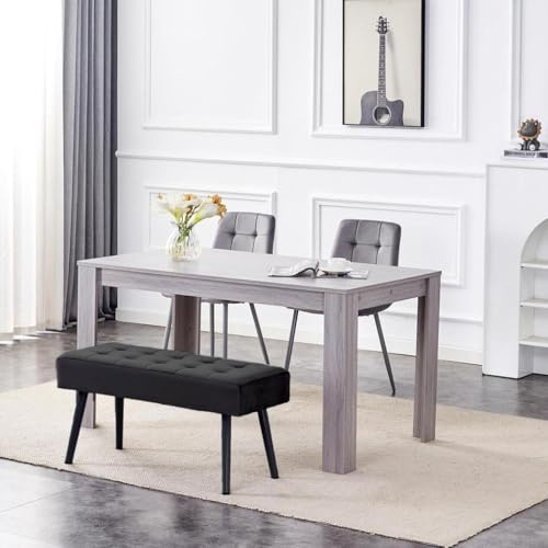 KOSY KOALA Dining Table and 2 Chairs With Bench Grey 2 Black Velvet Chairs Wood Table Dining Set Furniture