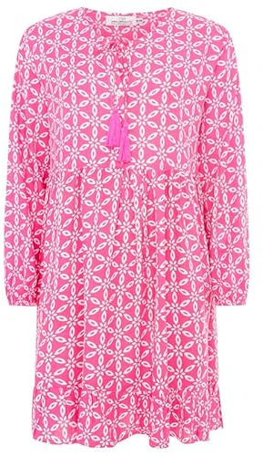 Zwillingsherz Kleid Sommerkleid Damen leicht und luftig Strandkleid Damen Sommer, Tunikakleid Damen, Hemdblusenkleid, Blusenkleid Tunika Kleid Ibiza Style Größe S/M