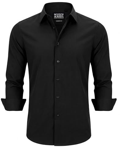 Scotch & Soda Men's Black Modern Fit Dress Shirt