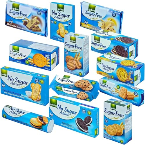 Gullon Sugar Free & No Added Sugar Biscuits 12 Pack Selection bundled by Bharti Ben