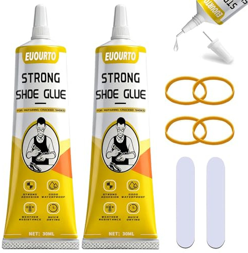 Euourto Colle pour Chaussures, 60ML Colle pour Semelles Extra Forte | Colle Chaussures Professionnelle pour Réparer tous Types de Semelles - Imperméable, Robuste et Très Adhérente