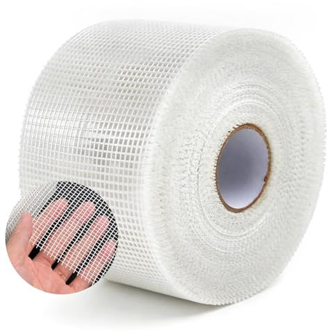 CAIYUANGUANGJIN Self Adhesive Scrim Tape 10cmx100m, High Strength Fibreglass Render Mesh Tape for Drywall Plasterboard, Heavy Duty Wall Repair Jointing Tapes for Cracks Seam Holes