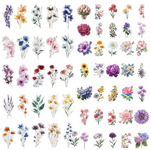 100 Pcs Flower Stickers for Crafts & Scrapbooking