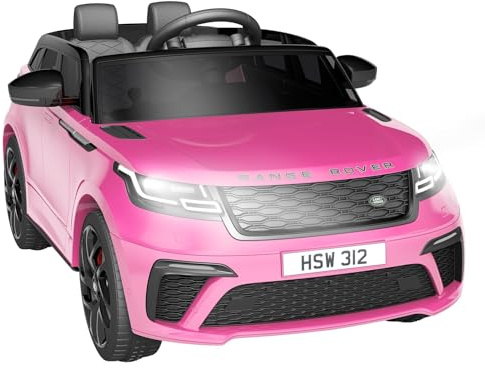 Land Rover Lizenzierte Kinder Elektroauto, 12V Elektroauto Für Kinder, 2 Sitzer Mit 2.4 GHz Fernbedienung, 2 Motoren, Sanftstart, Musik, LED Scheinwerfer & Hupe, Für Kinder Ab 3 Jahren, Rosa