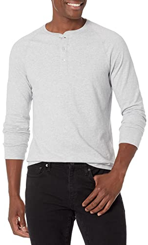 Amazon Essentials Herren Langarm-Henleyshirt aus 100% Baumwolle