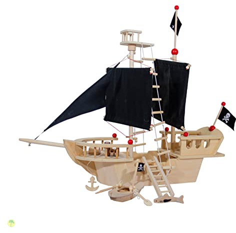 Piratenschiff aus Holz mit viel Zubehör