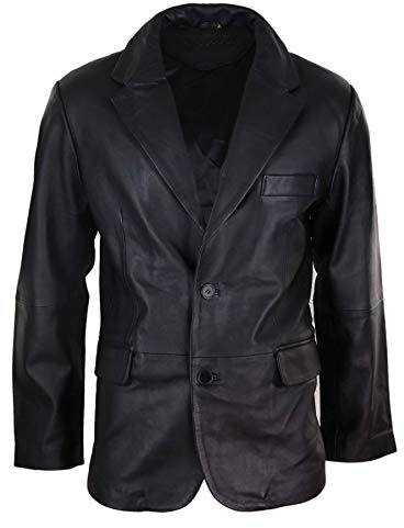 Mens Regular Fit Classic Genuine Leather 2 Button Blazer Jacket Vintage