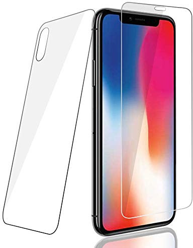 PaceBid 2 Stück kompatibel mit iPhone X/XS Schutzfolie+Rückseite, Tempered Glass [9H Härte][Anti-Fingerabdruck][Ultra-klar] Panzerglasfolie Displayschutzfolie Für iPhone X/XS