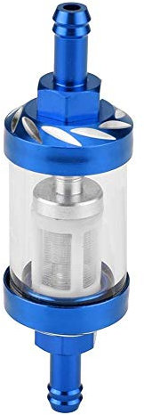 KSTE Motorradölfilter, Ölfilter 1 PC, Metall 8mm, Glas Inline-Gasöl-Kraftstoff-Filter, 8mm Gewinde Ersatz for Motorrad.(Blau und rot)