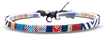 Made by Nami Bracelet de cheville pour hommes et femmes - boho hippie - accessoires de plage et de festival - fabriqués à la main - 100% coton écologique, imperméable et ajustable (Bleu ethno)