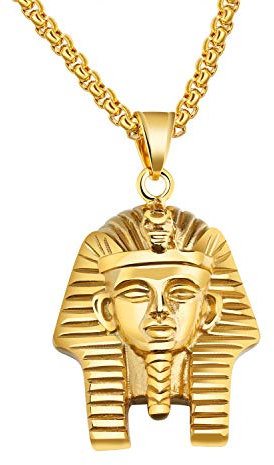 dsanbo Edelstahl Männer Halskette Anhänger Tutanchamun Ägypten Pharao Retro Schmuck Herren Kette Farbe Gold