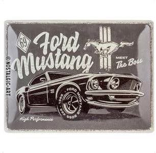 Nostalgic-Art Retro Blechschild, 30 x 40 cm, Ford Mustang – The Boss – Geschenk-Idee für Ford-Zubehör Fans, Original Lizenzprodukt (OLP), aus Metall, Vintage Design, Blechschilder Sprüche