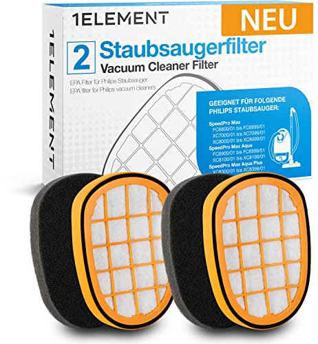 2 Filter für Philips SpeedPro Max Aqua Plus Staubsauger [FC6826, XC7042, XC8045, XC8147, XC8347] – 2 Einlagefilter gegen Feinstaub – Ersetzt FC5005/01